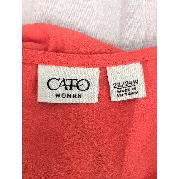 Cato Woman Orange Sleeveless Polyester Blouse Asymmetrical Hem Line Size 22/24W - Picture 10 of 11